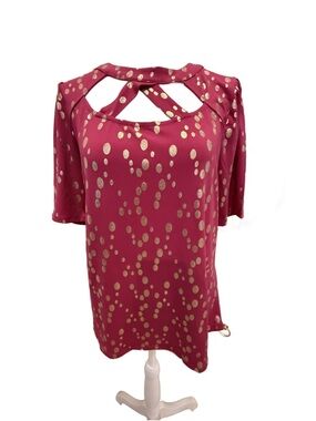 Louise Paris Pink and Gold Polka Dot Blouse Excellent condition, size Medium